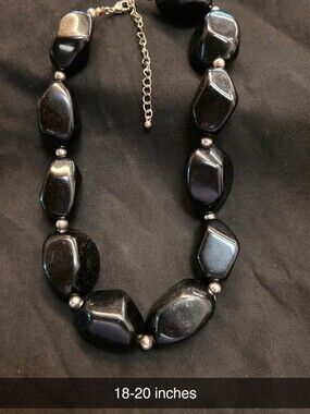 Black Stone Bead Necklace - Elegant Women’s Jewelry